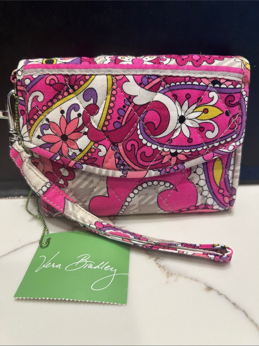 Vera Bradley Pink Paisley Quilted Wristlet Wallet